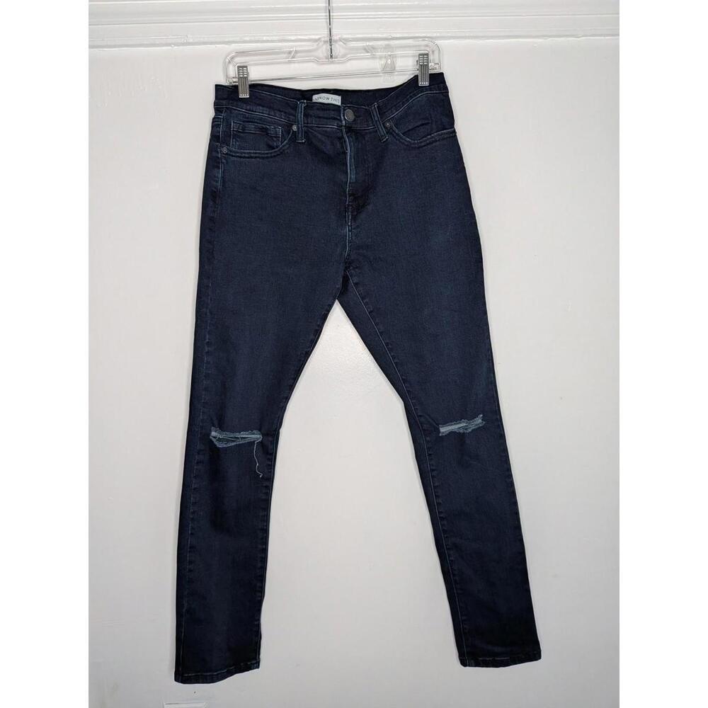 And Now This Jeans Mens 32 Blue Slim Skinny Distressed Dark Wash Stretch Denim
